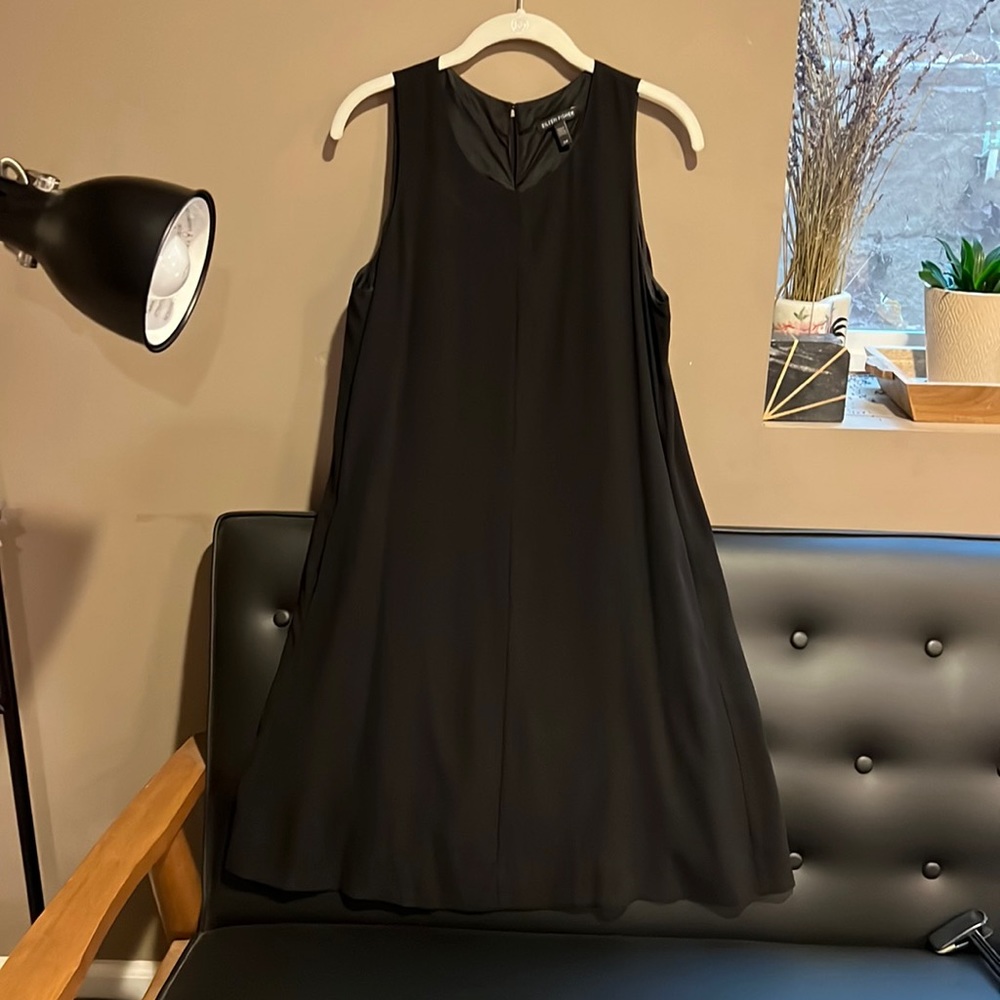 Black silk Eileen Fisher dress